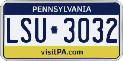PA license plate LSU3032