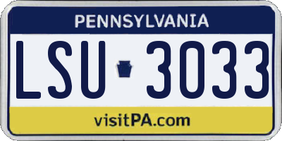PA license plate LSU3033