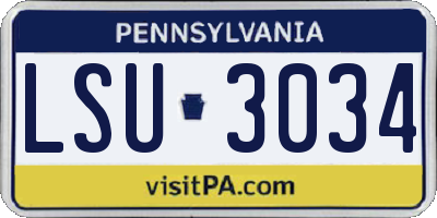 PA license plate LSU3034