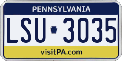 PA license plate LSU3035