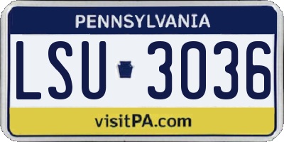 PA license plate LSU3036
