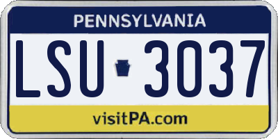 PA license plate LSU3037