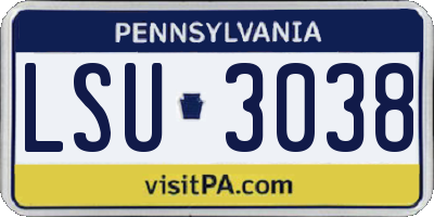 PA license plate LSU3038