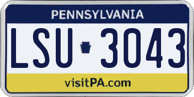PA license plate LSU3043