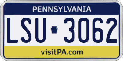 PA license plate LSU3062