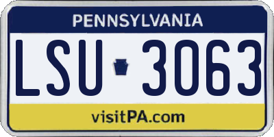 PA license plate LSU3063