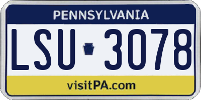 PA license plate LSU3078