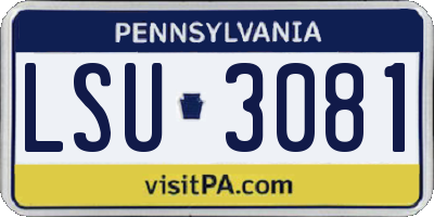 PA license plate LSU3081