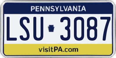 PA license plate LSU3087