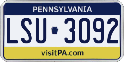 PA license plate LSU3092