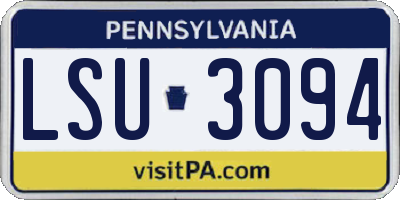 PA license plate LSU3094