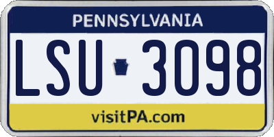PA license plate LSU3098