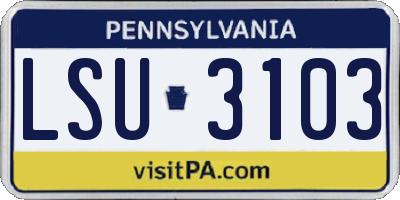 PA license plate LSU3103