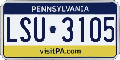 PA license plate LSU3105