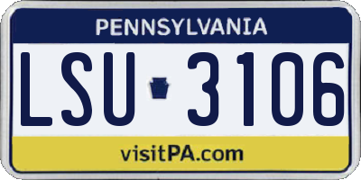 PA license plate LSU3106