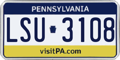 PA license plate LSU3108