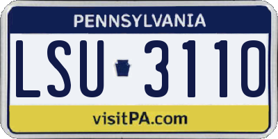 PA license plate LSU3110