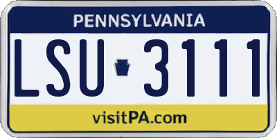 PA license plate LSU3111