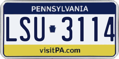 PA license plate LSU3114