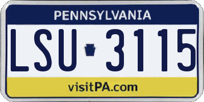 PA license plate LSU3115
