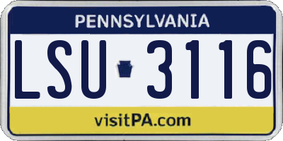PA license plate LSU3116