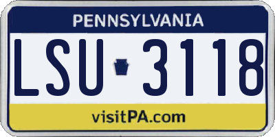 PA license plate LSU3118