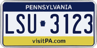 PA license plate LSU3123