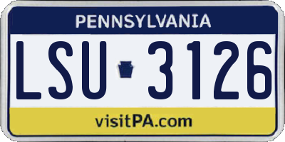 PA license plate LSU3126