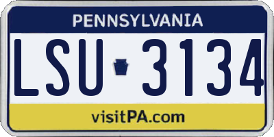PA license plate LSU3134