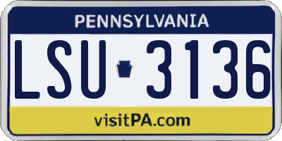PA license plate LSU3136