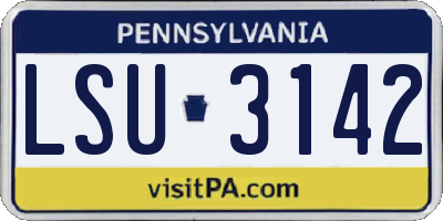 PA license plate LSU3142