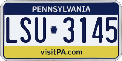 PA license plate LSU3145