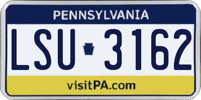 PA license plate LSU3162