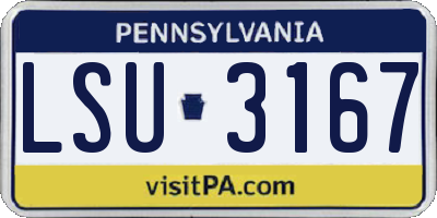 PA license plate LSU3167