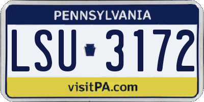 PA license plate LSU3172