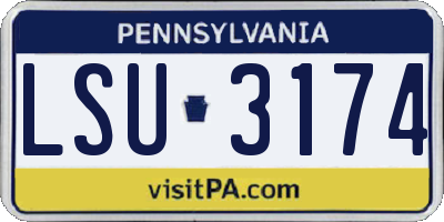 PA license plate LSU3174