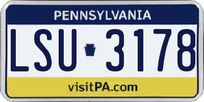 PA license plate LSU3178