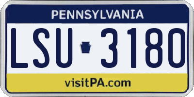 PA license plate LSU3180