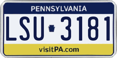 PA license plate LSU3181