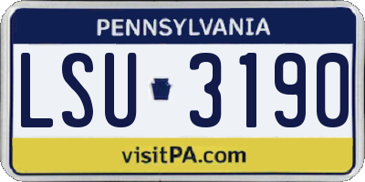 PA license plate LSU3190