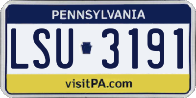 PA license plate LSU3191