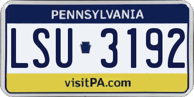 PA license plate LSU3192