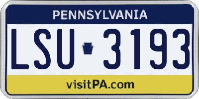 PA license plate LSU3193