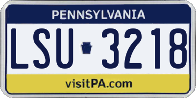 PA license plate LSU3218
