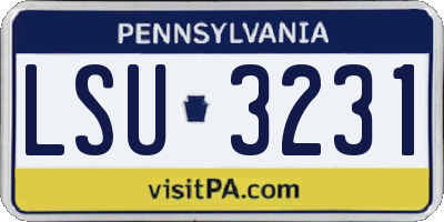 PA license plate LSU3231