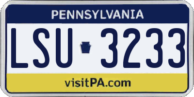 PA license plate LSU3233