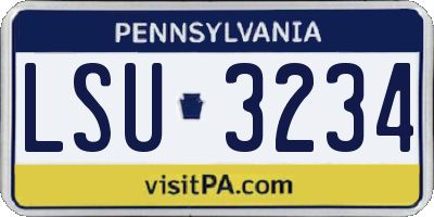 PA license plate LSU3234