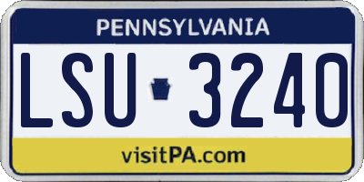PA license plate LSU3240