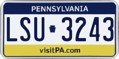PA license plate LSU3243