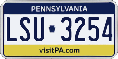 PA license plate LSU3254